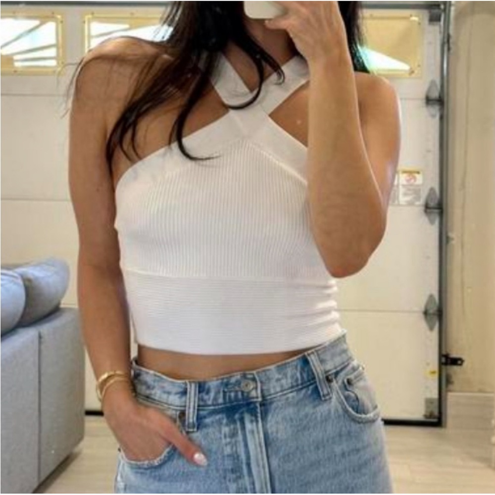 Abercrombie & Fitch Woman’s Knit Criss Cross Crop Top White Size Small - Picture 4 of 14